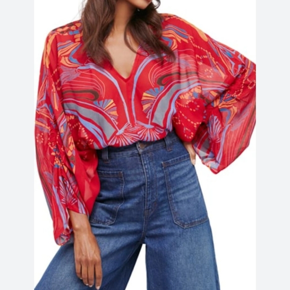 Free People Tops - Free People Beneath the Sea Butterfly Crop Top